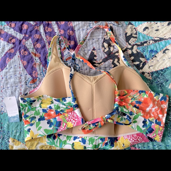 NWT Cacique Size 20 No Wire Patchwork Bikini Swim Top - Picture 4 of 6